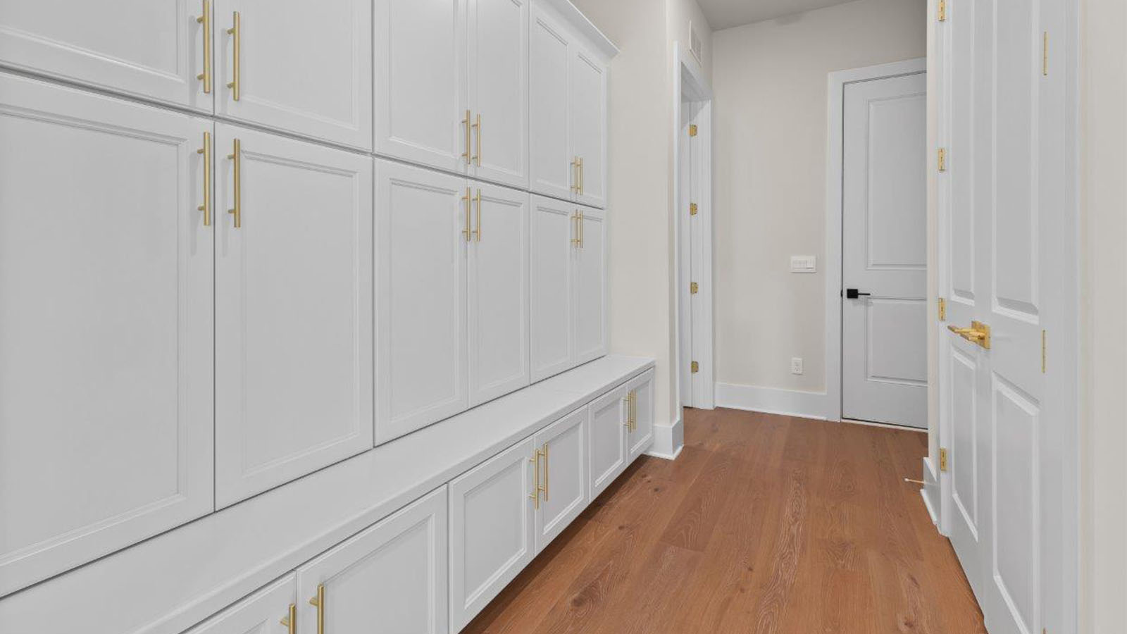 drop zone with cabinets - garage access