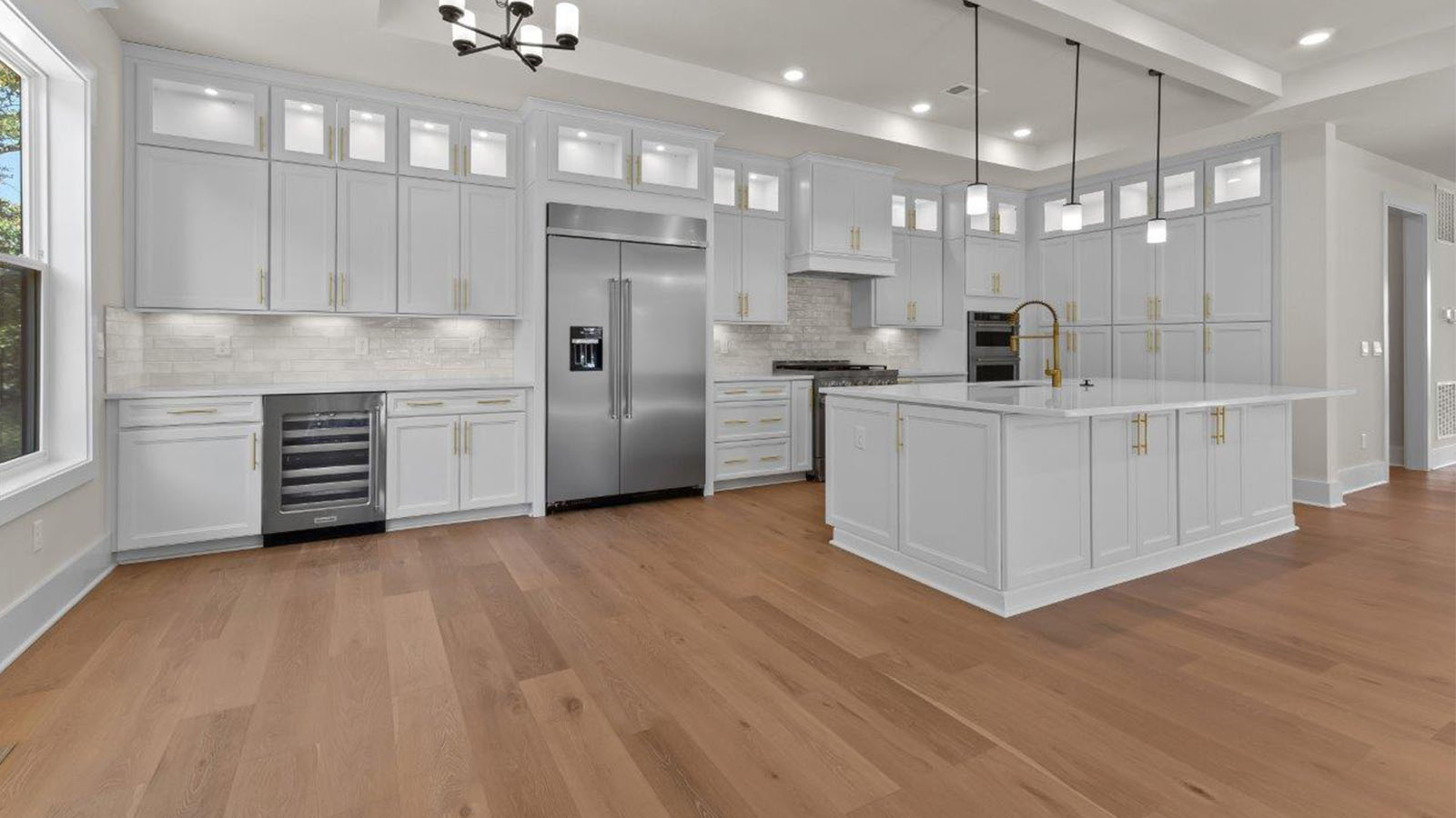 spot for kitchen table with =small beverage fridge