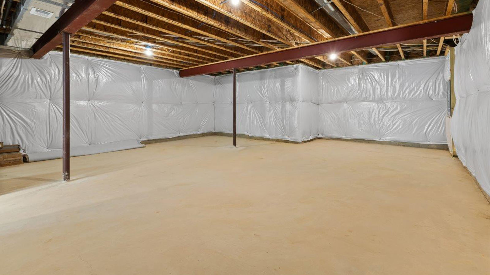 unfinished basement storage