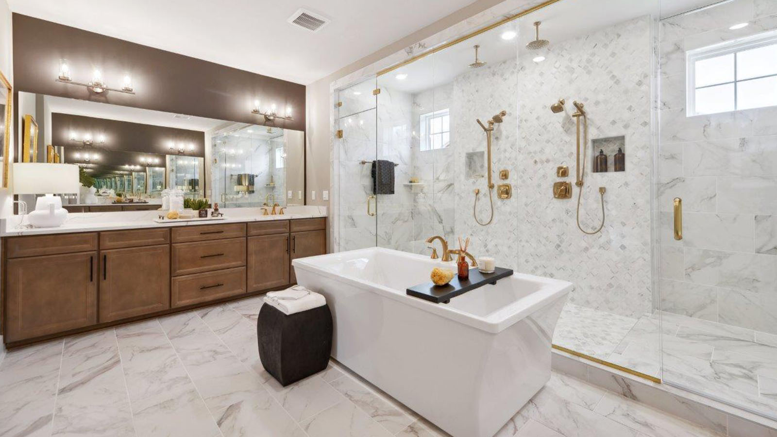 soaking tub and glass shower
