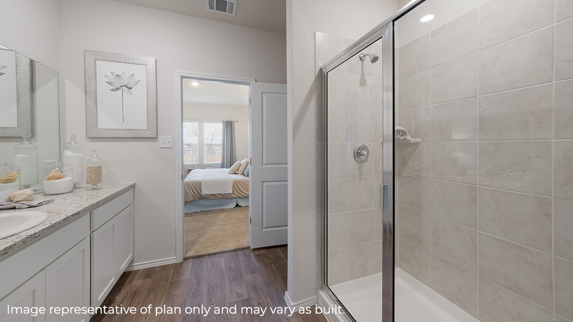 Primary bathroom with walk-in shower.