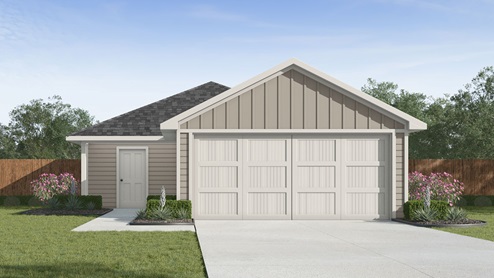 one story home with brick or siding front exterior and two car garage