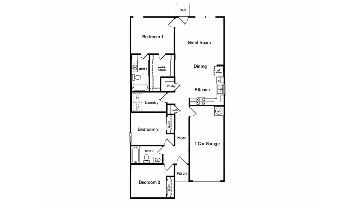 DR Horton San Antonio Redbird Ranch the prue 1186 square feet 3 bedroom, 2 bathroom, 1 story, 1 car garage home