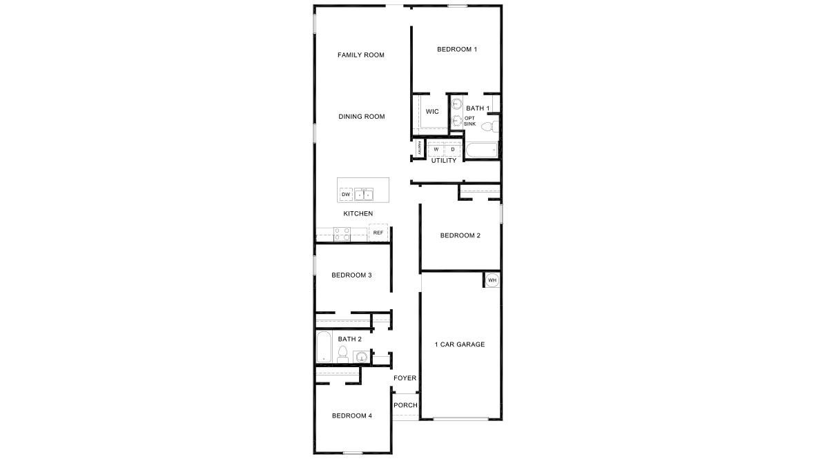 DR Horton San Antonio Redbird Ranch the friedrich 1503 square feet, 4 beds, 2 baths, 1 story home, 1 car garage