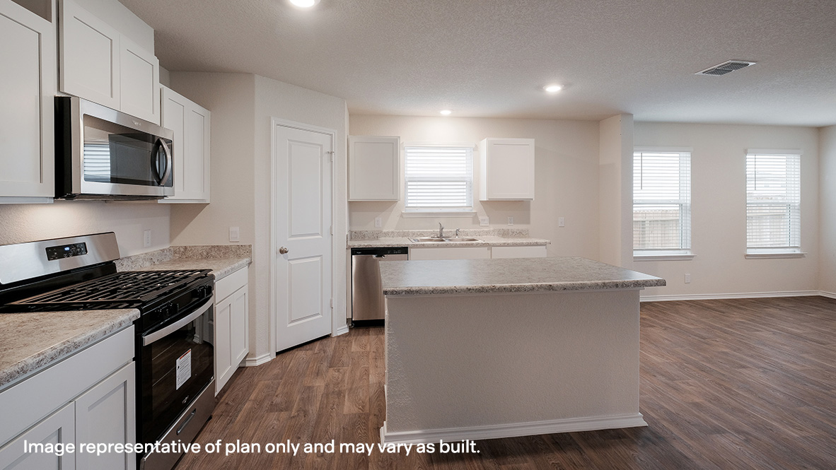 kitchen with stainless steel appliances and large kitchen island