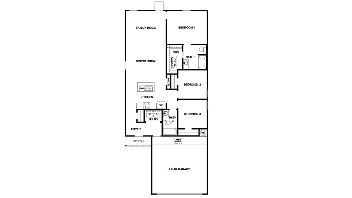 one story home with siding from exterior and two car garage