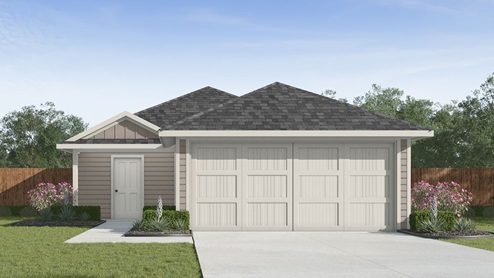 one story home with siding front exterior and two car garage