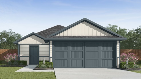 one story home with siding front exterior and two car garage