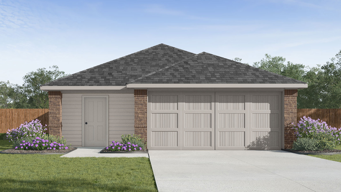 one story home with siding front exterior and two car garage