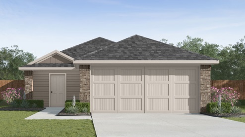 one story home with siding front exterior and two car garage