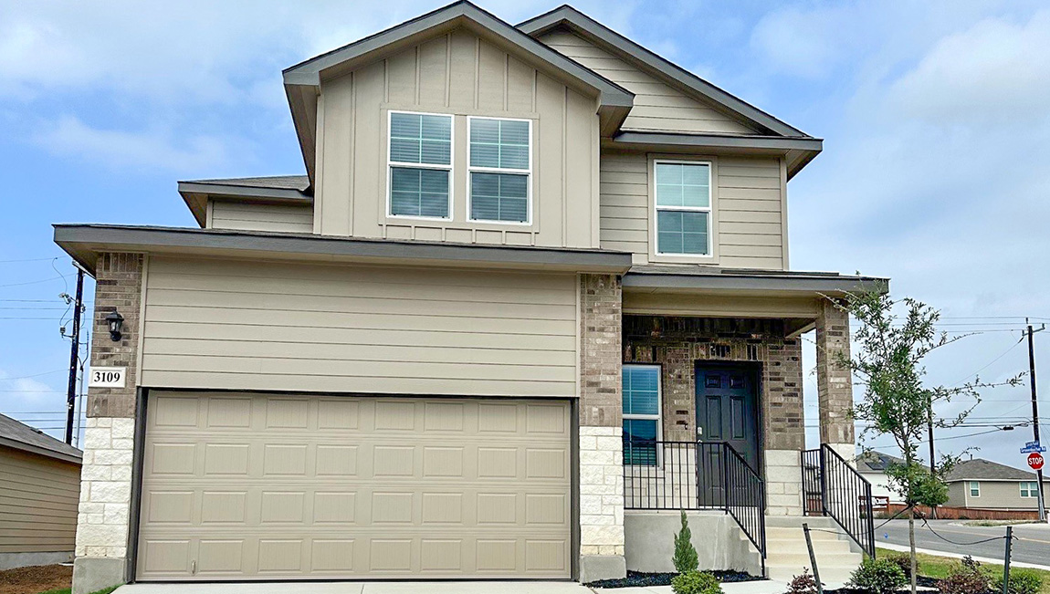 3109 haynie mesa, 2 story home with stone and stucco front exterior and 2 car garage