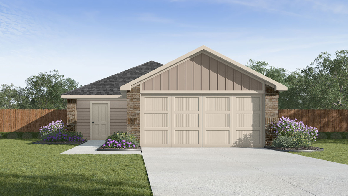 Rendering of front exterior of home.