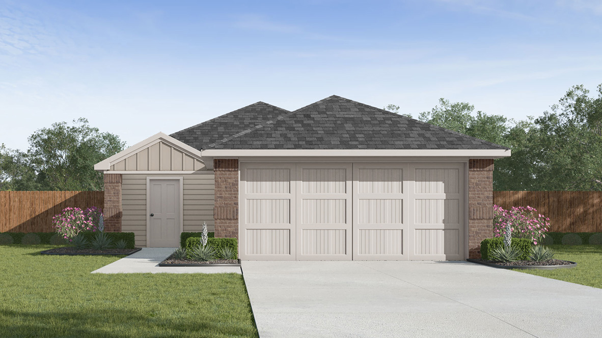 Rendering of front exterior of home.