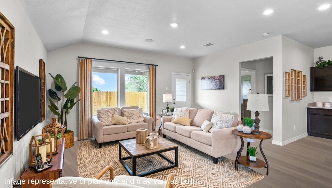 living room with large windows