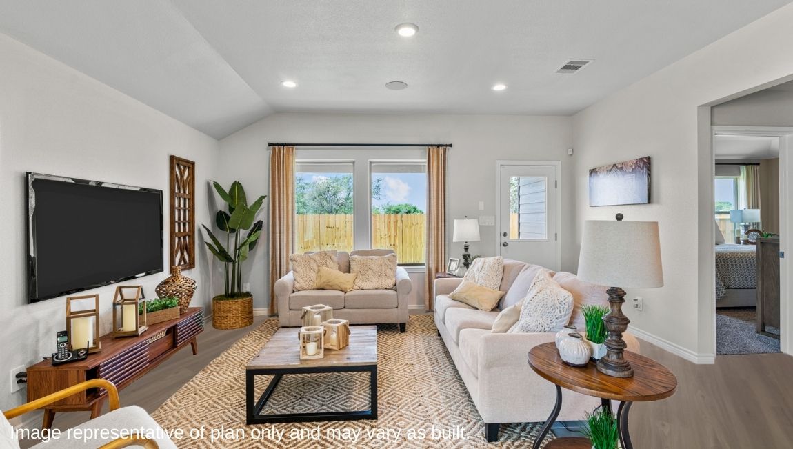 living room with large windows