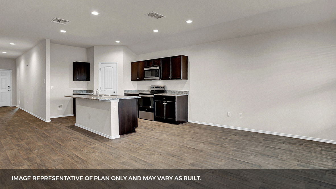 open concept kitchen and dining area