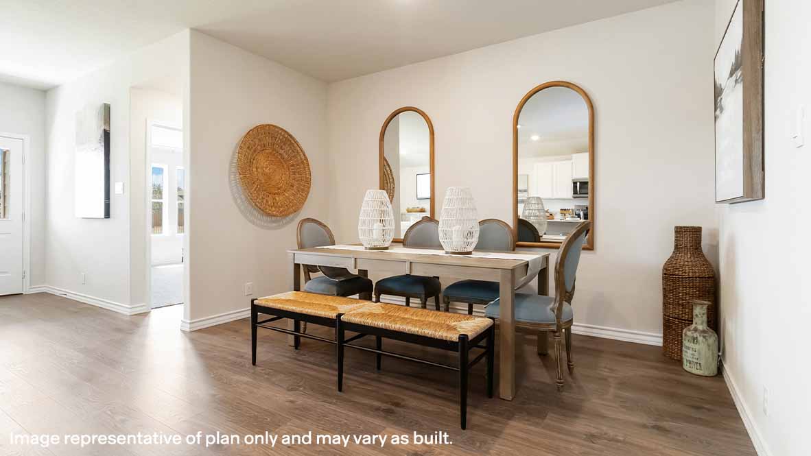 open concept dining area with hard surface flooring