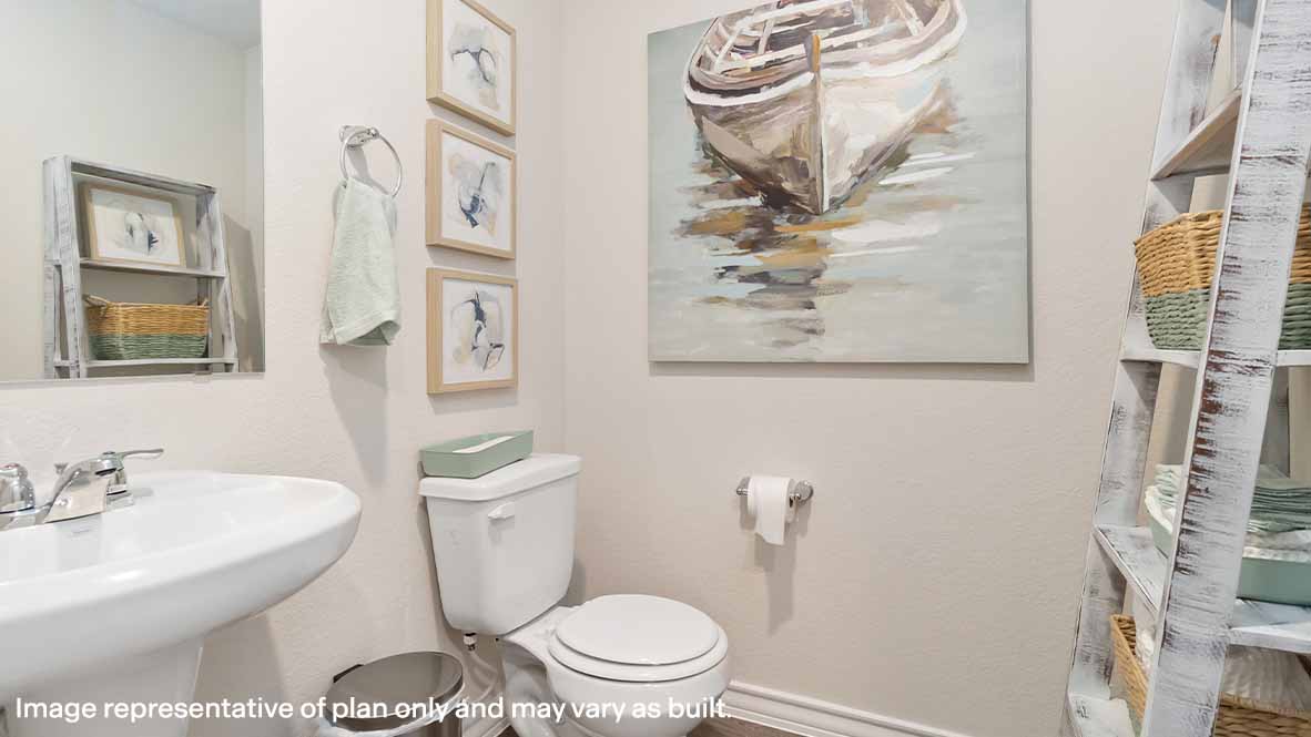 powder bath with hard surface flooring