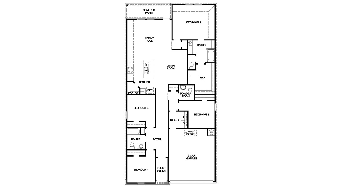 DR Horton Boerne The Birch at Spencer Ranch the harris floor plan 4 bedrooms, 2.5 bathrooms, 1823 square feet, 1 story home with 2 car garage