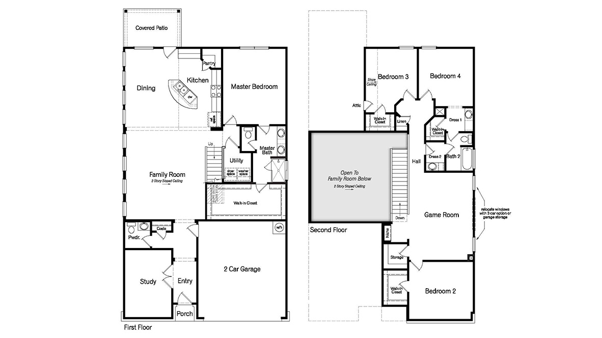 the caspian 2597 square feet, 4 bedrooms, 2.5 bathrooms, 2 car garage, 2 story home