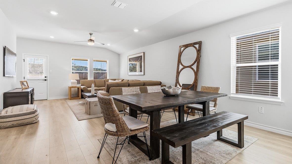 open concept dining area and living room