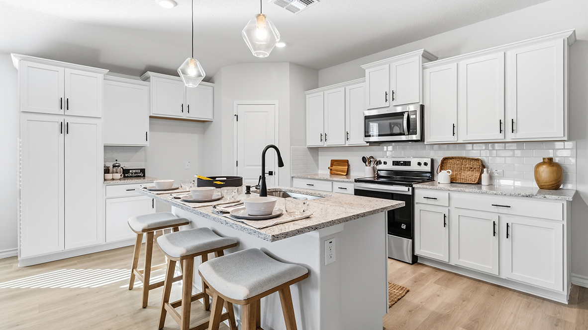 kitchen with pendant lighting and extra storage