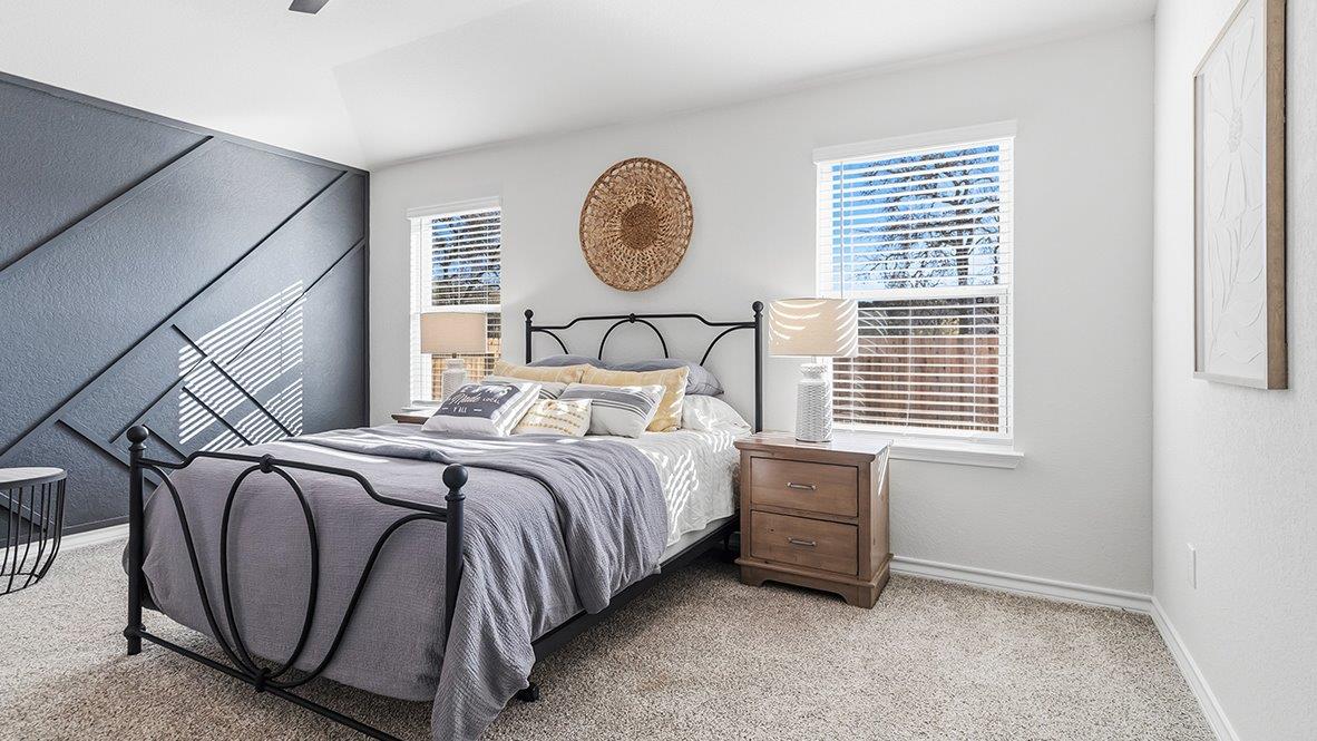 primary bedroom suite with accent wall