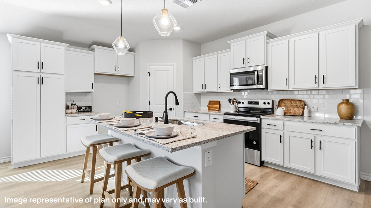 kitchen with pendant lighting, extra storage and spacious kitchen island