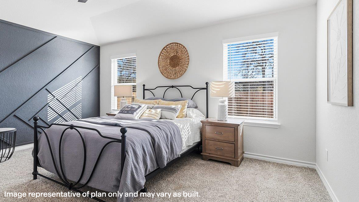 primary bedroom suite with accent wall