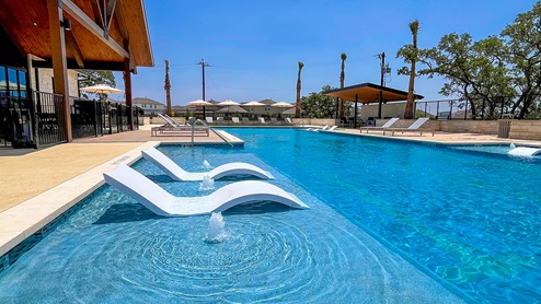 lap pool and loungers