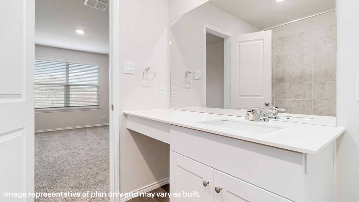 spacious primary bathroom with single vanity sink