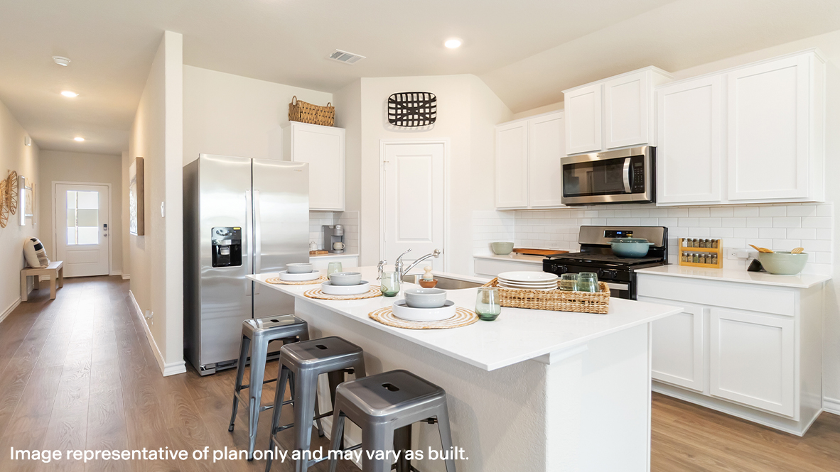 open concept kitchen and living area with hard surface flooring