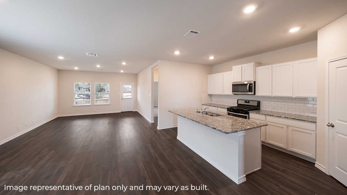 Open concept living room and kitchen space