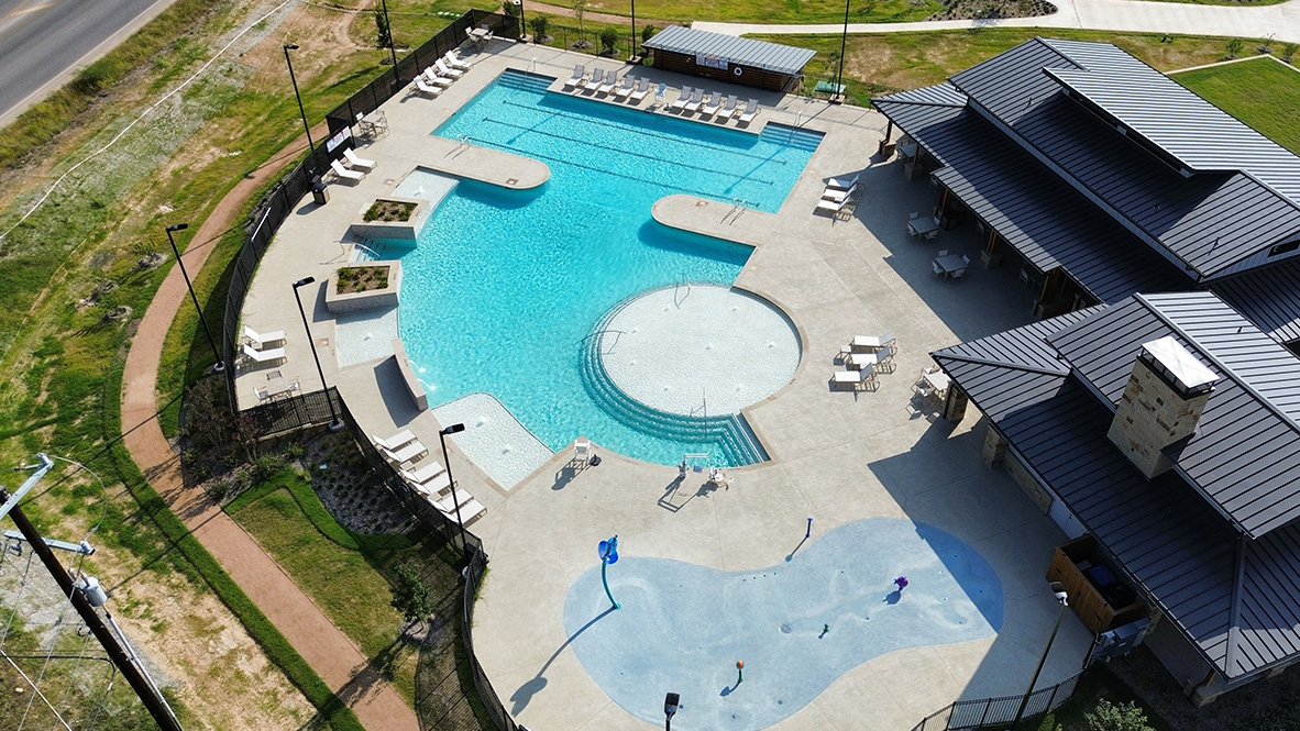 Ariel view of amenity pool