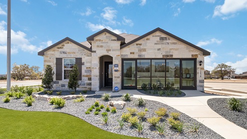 brookstone creek model 1 story home with stone front exterior