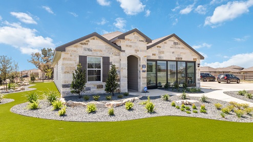brookstone creek model 1 story home with stone front exterior