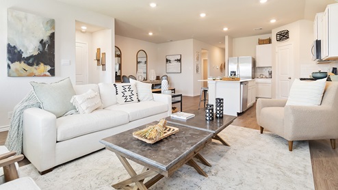 open concept living room, dining area and kitchen