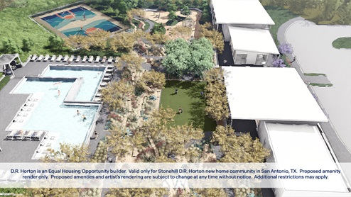 stonehill amenity aerial view of playground, sports court and pool
