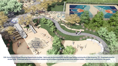 stonehill amenity aerial view of playground and sports ocurt