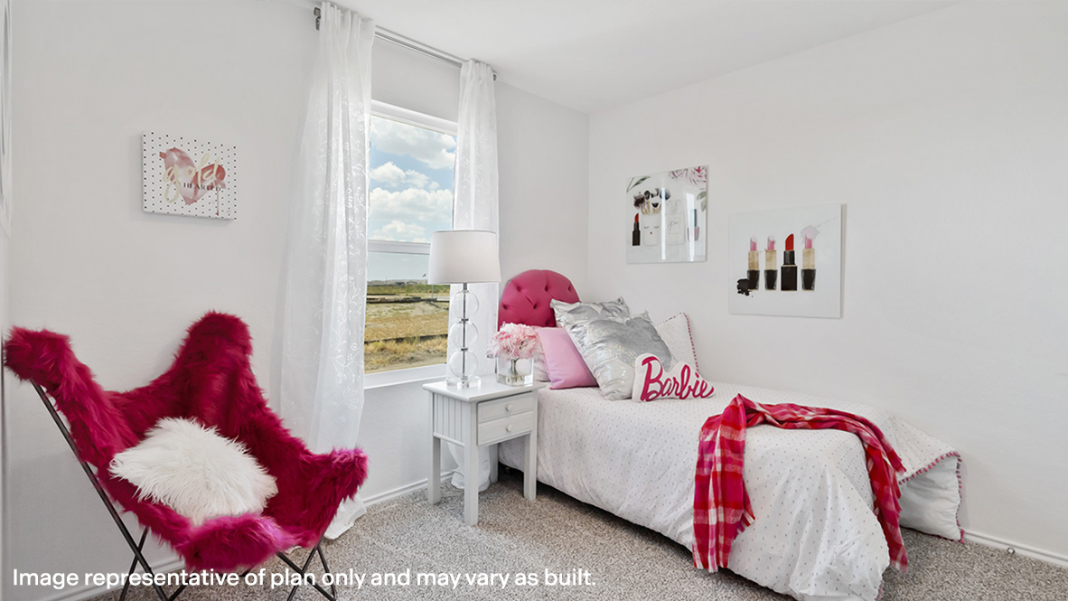 Third bedroom in Stonehill includes natural window light, full closet, connectivity to the residence