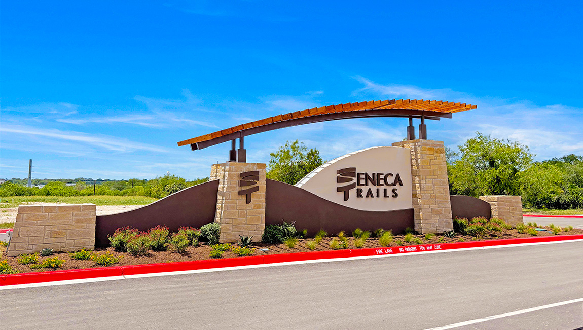 entry monument for seneca trails new home community