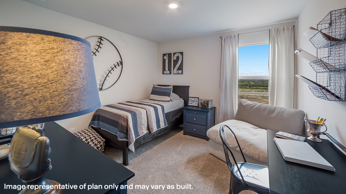 Secondary bedroom with quality carpet, window and closet.