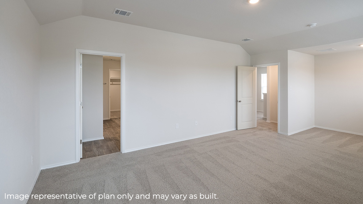 Spacious primary bedroom with ensuite bathroom and walk-in closet.