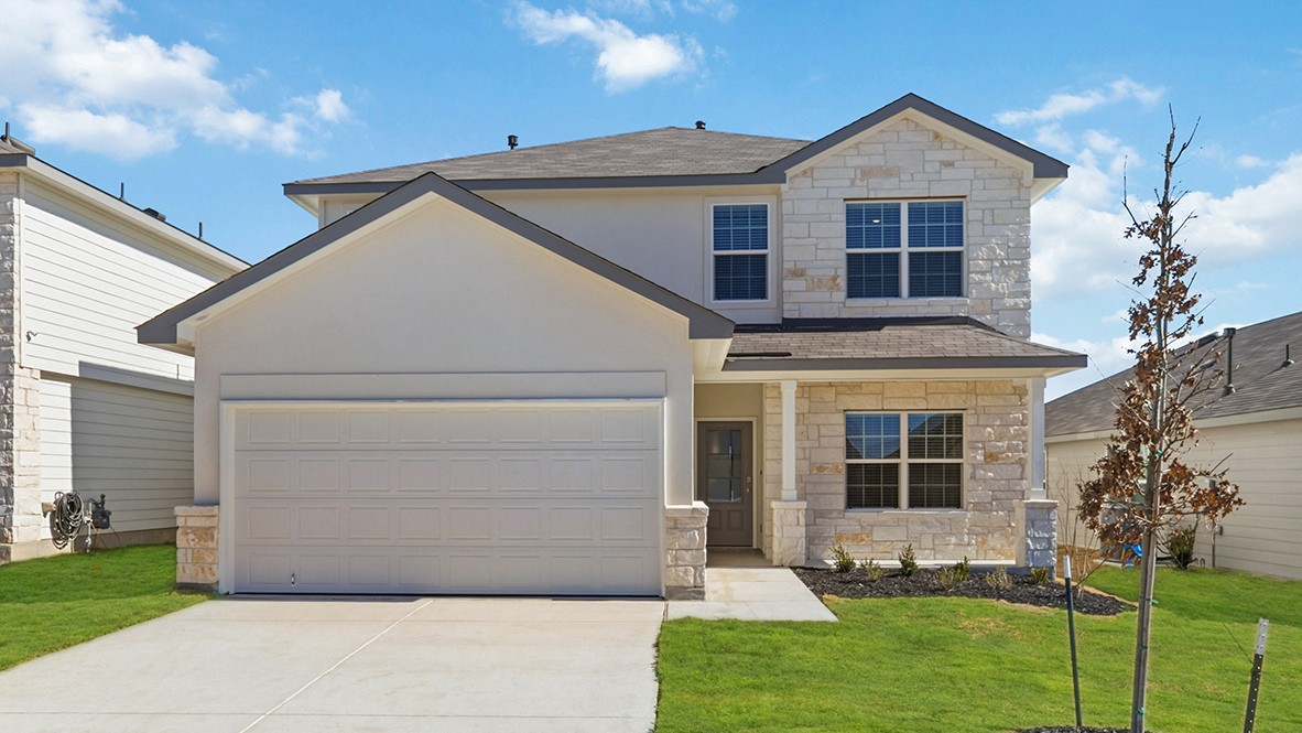 the callum 2660 square feet, stone and stucco front exterior with 2 car garage