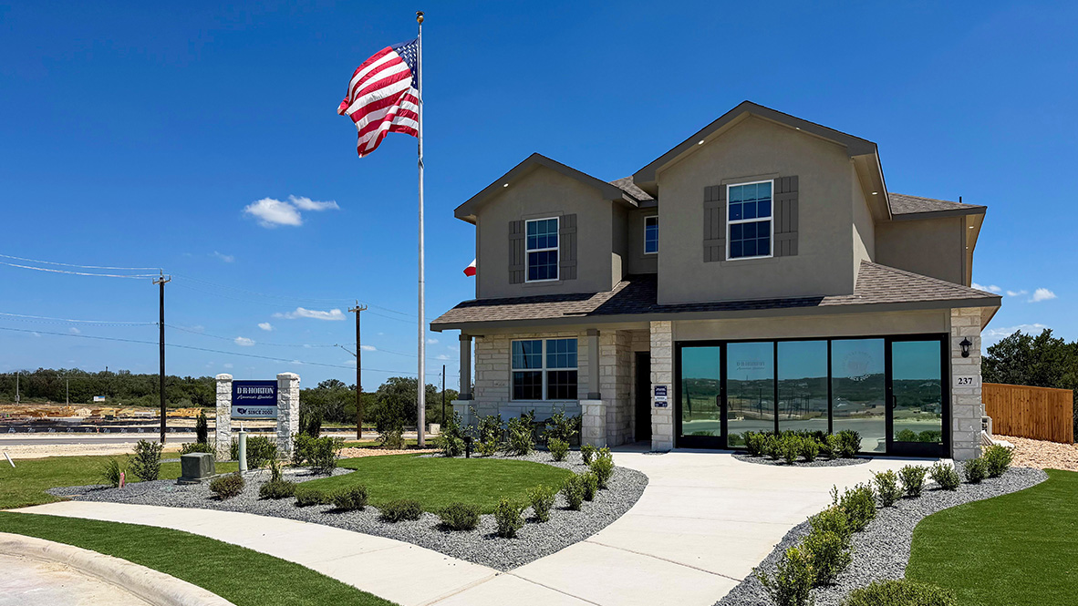 the woodlands at medina hills exterior of model home