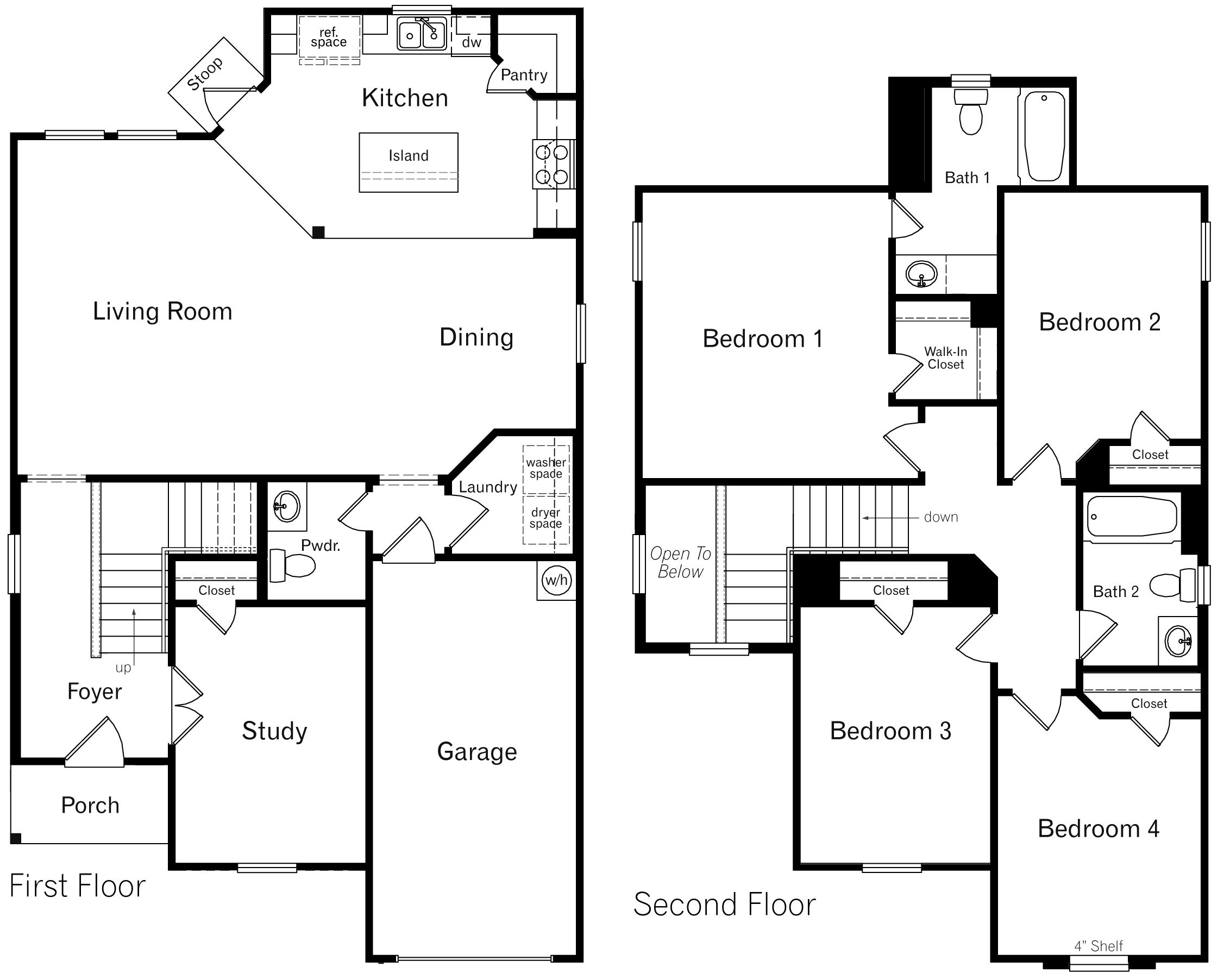 D.R. Horton san antonio solana ridge near lackland air force base the ingleside 1900 square feet 4 bedroom 2.5 bathroom 2 story 1 car garage floor plan layout