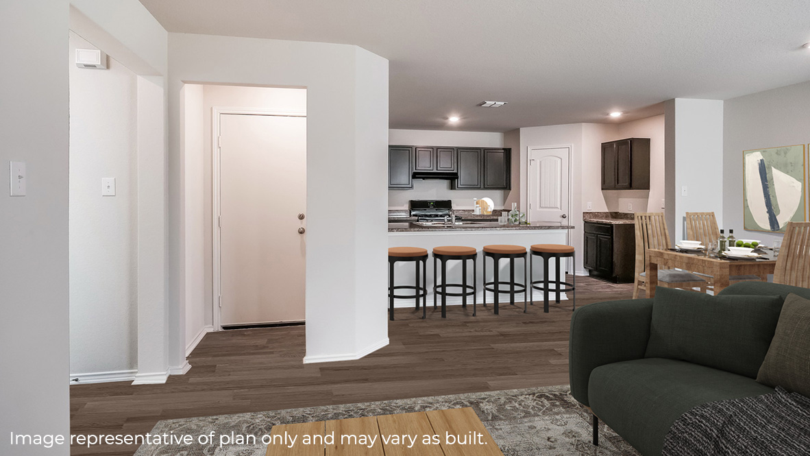 Kitchen - Living - Dining - The Reese Floor Plan at Redbird Ranch in San Antonio, Texas Presented By D.R. Horton