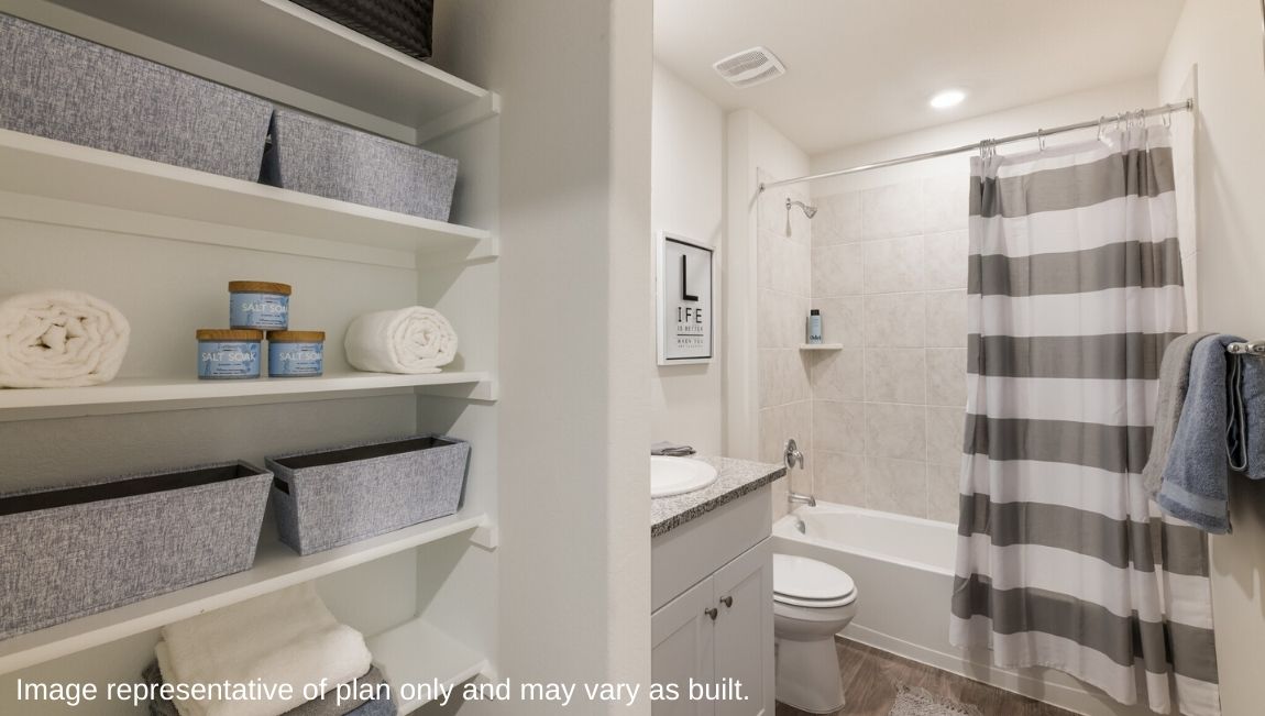 Family-Guest Bathroom - The Jasmine Floor Plan at Redbird Ranch in San Antonio, Texas Presented By D.R. HortonThe Stanley