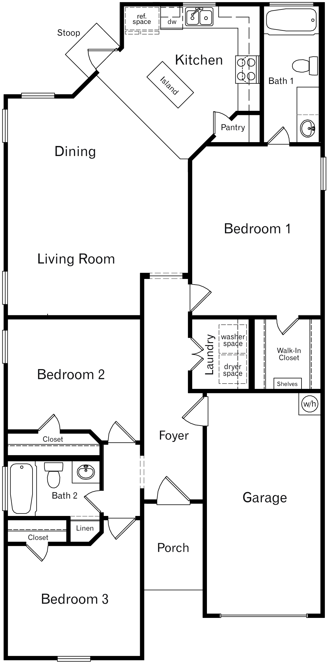 DR Horton San Antonio Laurel Vistas the mabry floor plan 1310 square feet 3 beds 2 baths 1 story 1 car garage