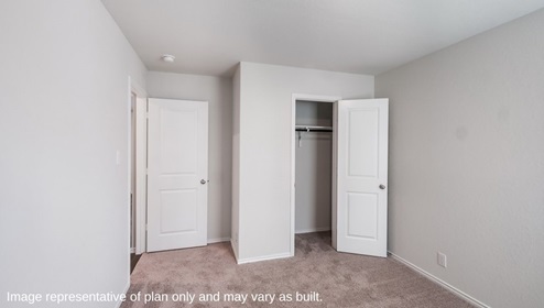 DR Horton San Antonio Laurel Vistas the brooke floor plan 1396 square feet secondary bedroom with carpet flooring and closet